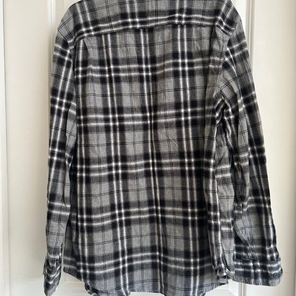 George Men's Flannel Shirt XL Grey Black Soot Plaid Super Soft Outdoor Casual - Picture 9 of 13